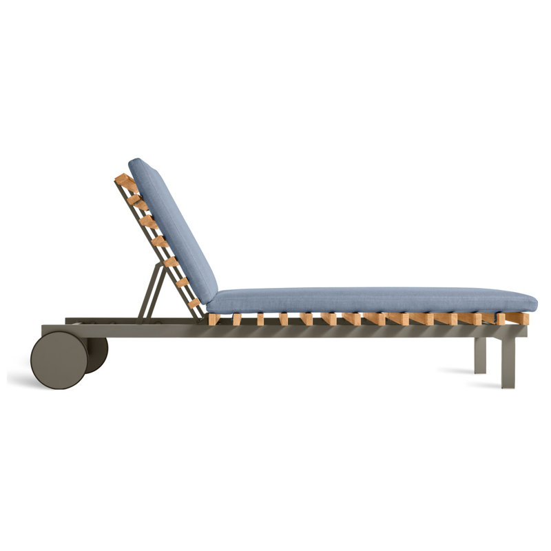 Perch Outdoor Teak Chaise Lounge, Toohey Charcoal, Charcoal