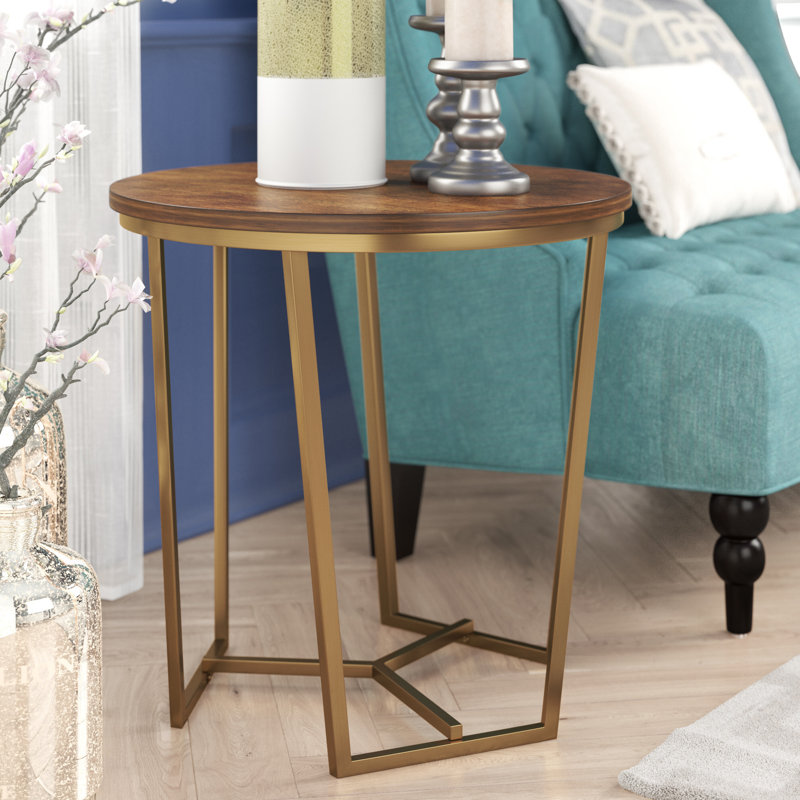 Table de bout Gerardo, H 23,25 po x l 16 po x P 16 po, Plateau brun / base dorée