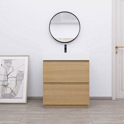 30'' Free-standing Single Bathroom Vanity With Resin Vanity Top -  Ebern Designs, 9FDB1CC11A29456F94EDE0FF166614BE