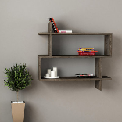 Argonaut Modern Wall-Mounted 2-Tier Floating Bookshelf