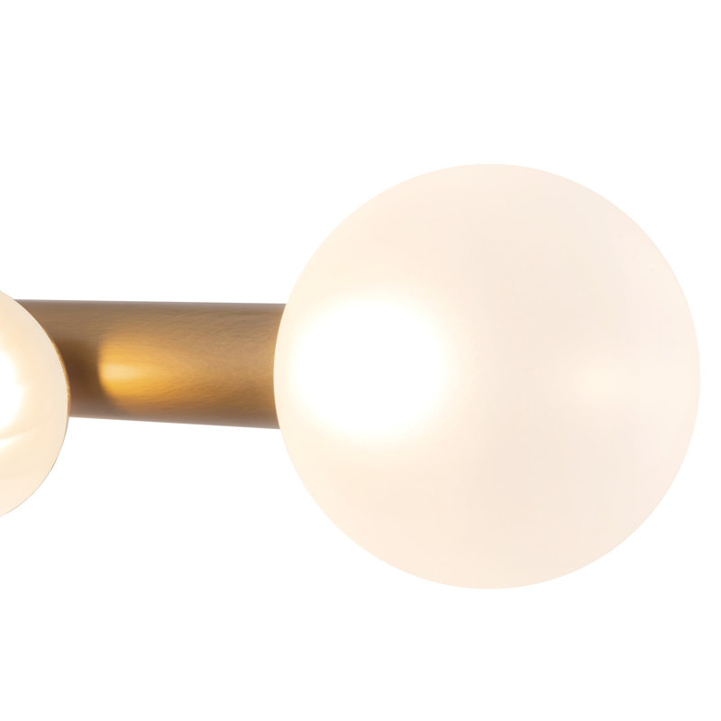 Reese 41-in Urban Bronze Dimmable LED Chandelier with Amber Glass, Vintage Brass/Opal Glass