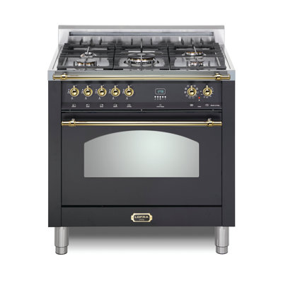 Cuisinière à double combustible 36 pouces avec 5 brûleurs en laiton scellés Lofra Dolcevita Series