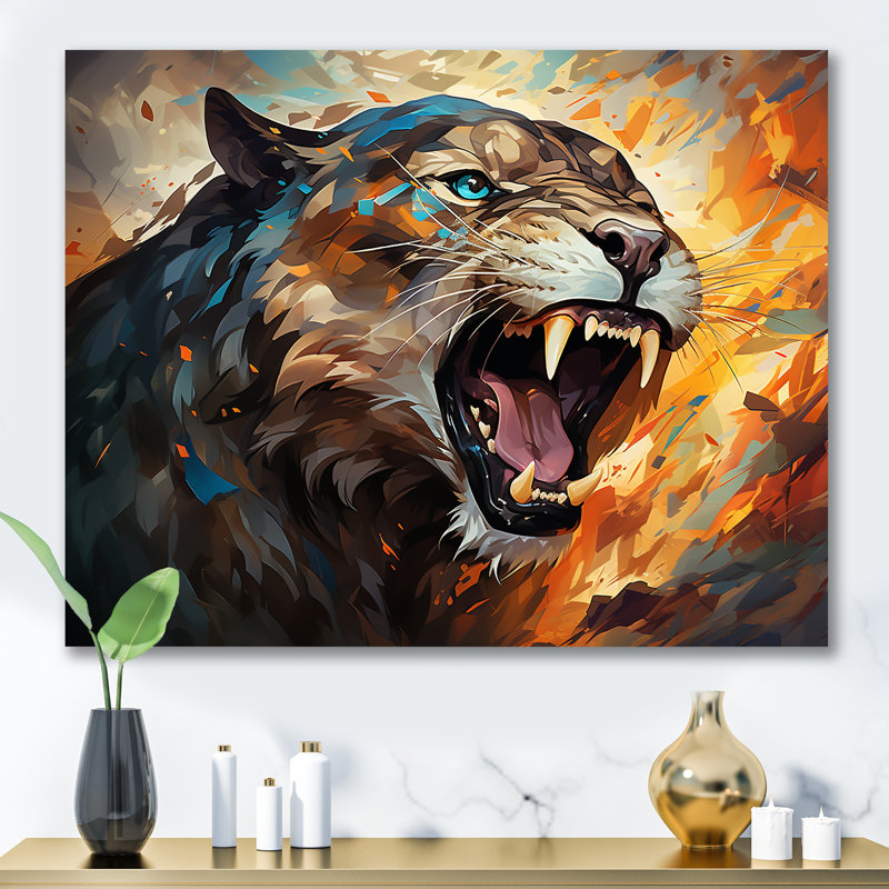 Majestic Panther Roar sur impression sur toile, Toile tendue, H 12 po x l 20 po x P 1 po
