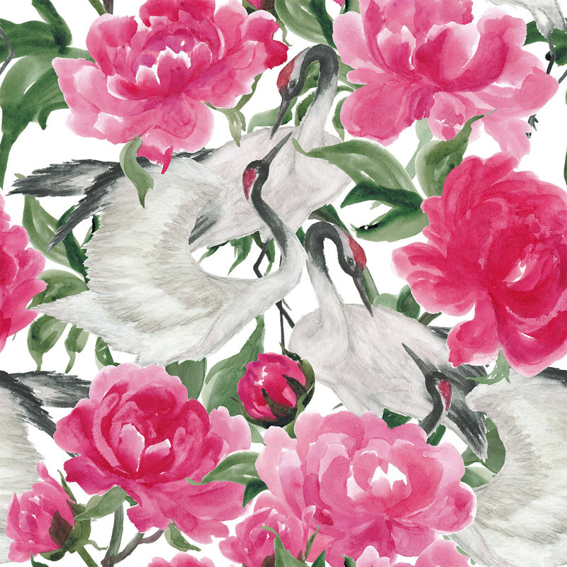 Peel & Stick Floral Tile, 2.08' W x 10.42' L