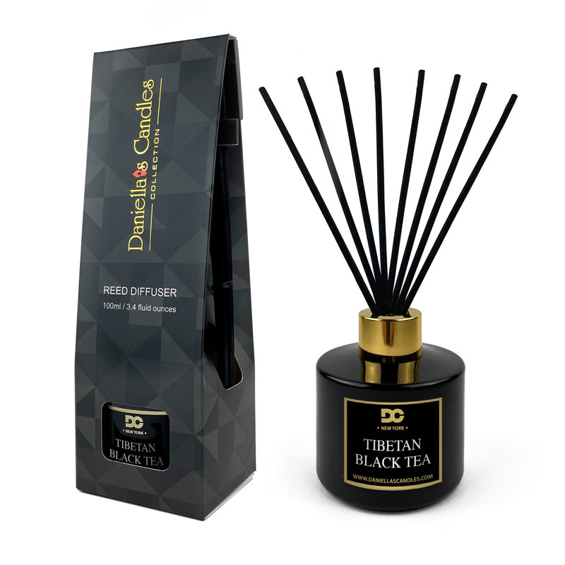 Tibetan Black Tea Reed Diffuser Set Black
