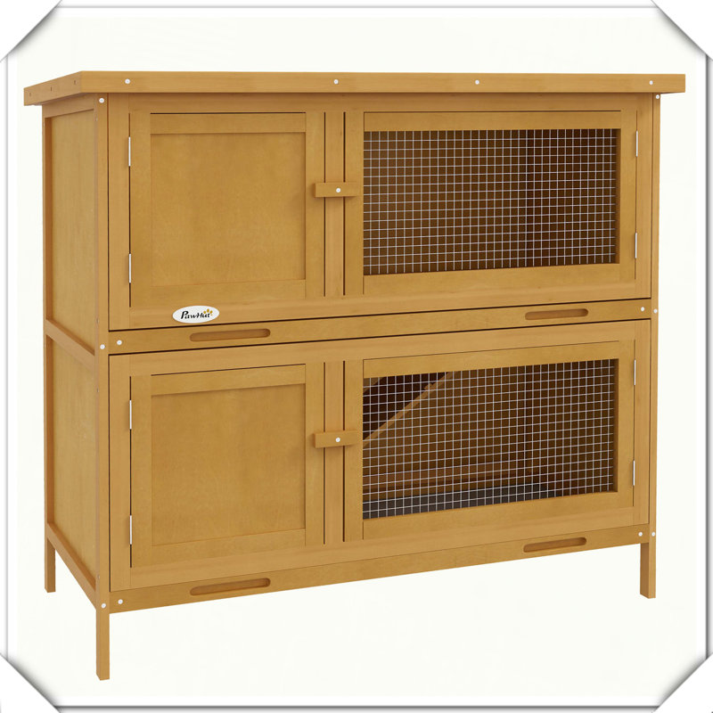 Toit en bois pour petits animaux avec rampe et toit amovible