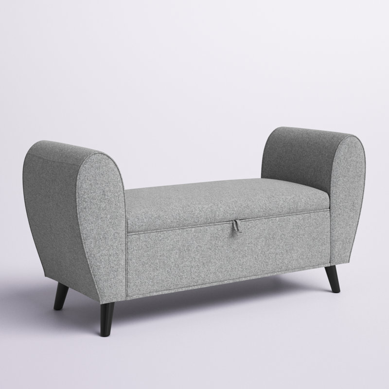 Banc de rangement rembourré Aurlie, Gris clair