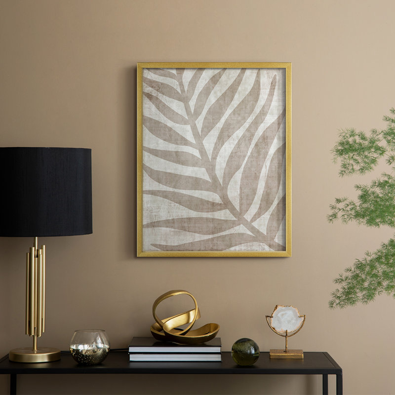 Island Neutrals I Framed Print - Solid Wood, 15" H x 12" W, Gold