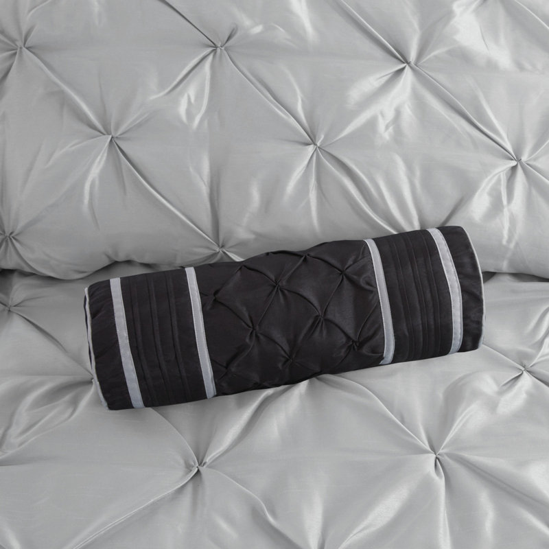 Elegant Grey Tufted 7 Piece Bedding Sets For Cal King