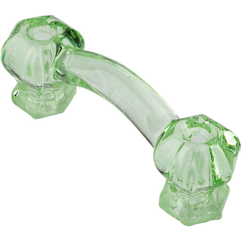 Poignée de tiroir en verre vert transparent Depression Era (centre: 3 po)
