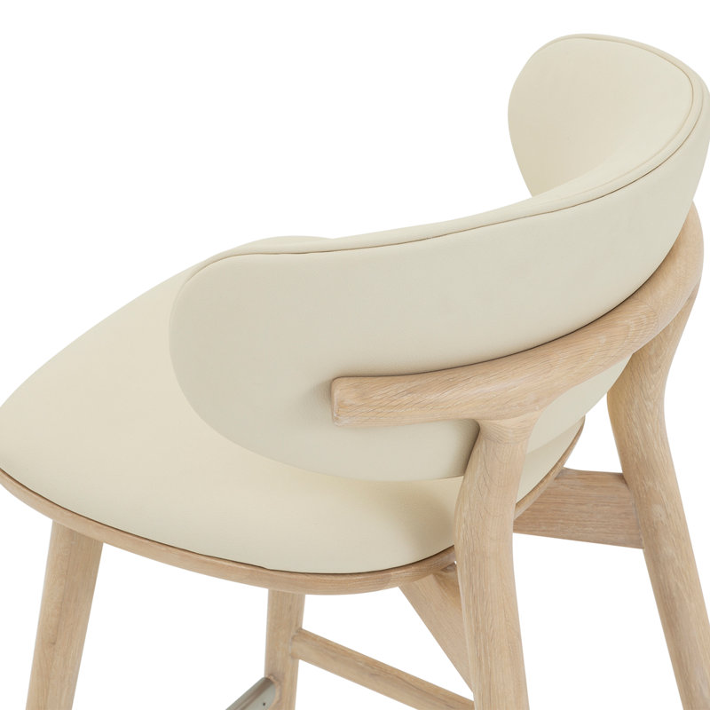 Tabouret de comptoir rembourré Soren, Selle / gland / nickel brossé