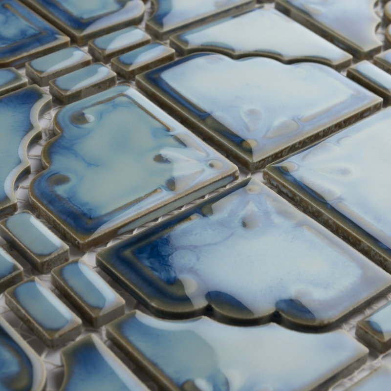 Hudson  Moonbeam Porcelain Grid Mosaic Wall & Floor Tile, Diva Blue
