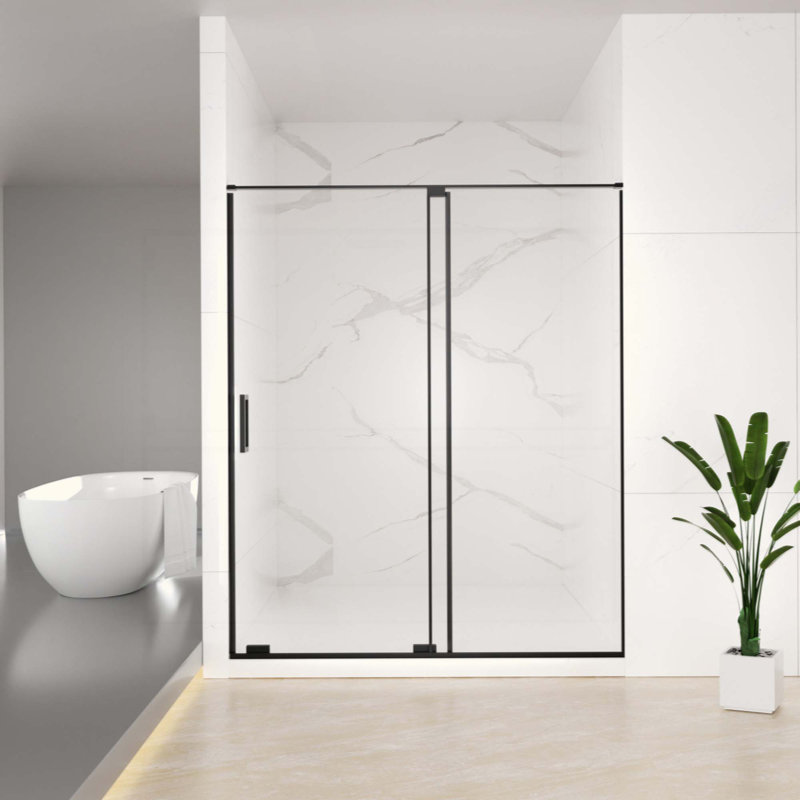 Semi-Frameless Sliding Shower Door, 5/16"(8Mm) Clear SCGG Tempered Glass, Cut Adjustable Width 4"