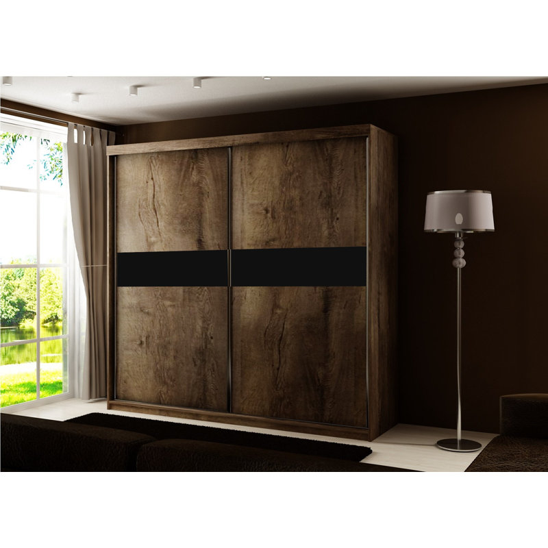 Mouros 2 Door Wardrobe, Walnut/Black