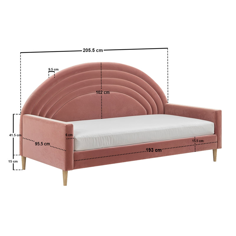 Noa Rainbow Day Bed Velvet, Pink