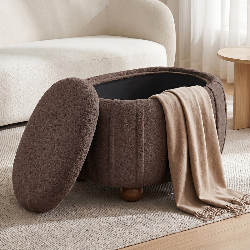 Repose-pieds rond 26,5 po Chenille, Brun