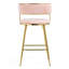 (ENSEMBLE de 2) tabourets de bar 26 po à hauteur de comptoir en velours côtelé avec dossier, base chromée dorée et repose-pieds (ROSE)