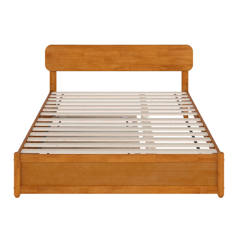 Lit plateforme en bois massif avec lit gigogne assorti Ause, Grand, Caramel clair