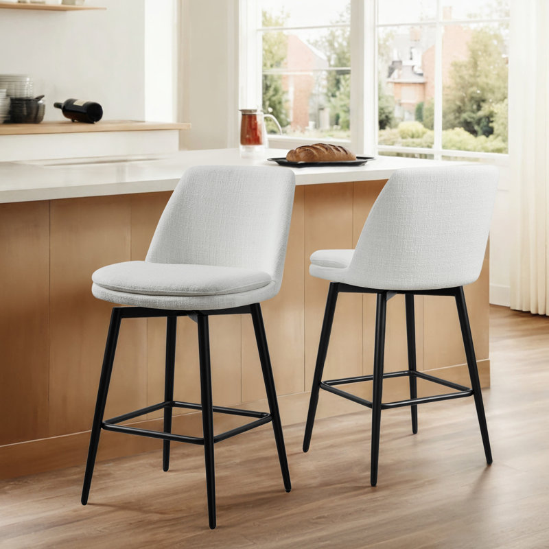 Betzalel Swivel Stool, Counter Stool (27" Seat Height), White