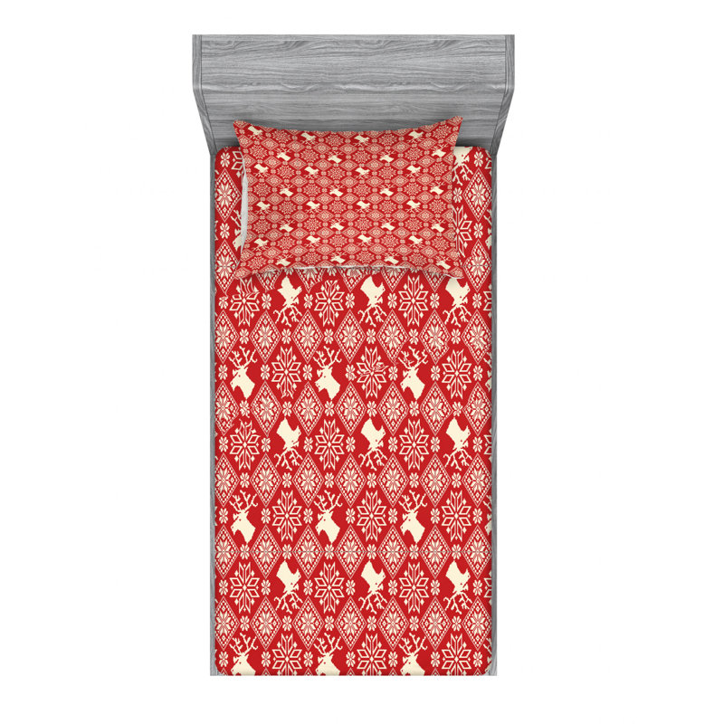 Nordic Microfiber Geometric Fitted Sheet, Twin Fitted Sheet with 1 Pillowcase