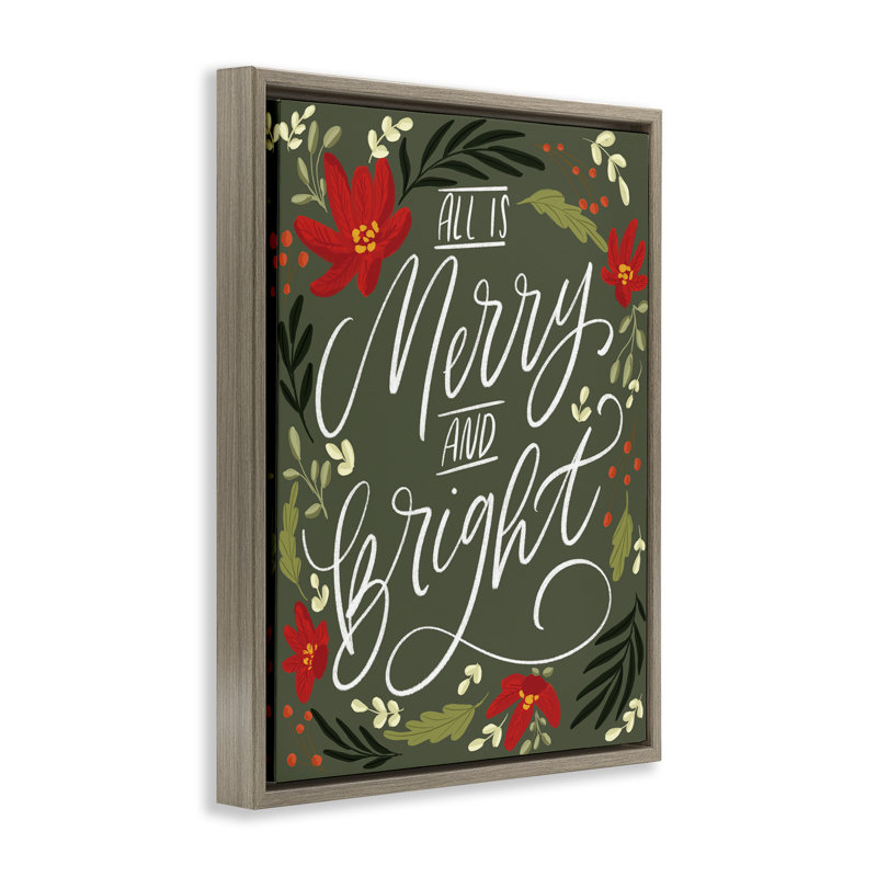 "Floral Merry and Bright", art mural sur toile par Isabela Schielke, Cadre flottant orme Montalcino, H 31 po x l 25 po