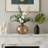 Decorative Rounded Glass Flower Vase for Table Home Decor - Elegant Butterfly Metal Accent for Console, or Tabletop Styling- 10", Gold & Metallic