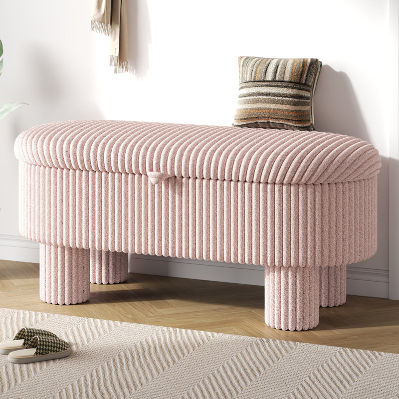 Banc de rangement rembourré avec couvercle relevable, Rose