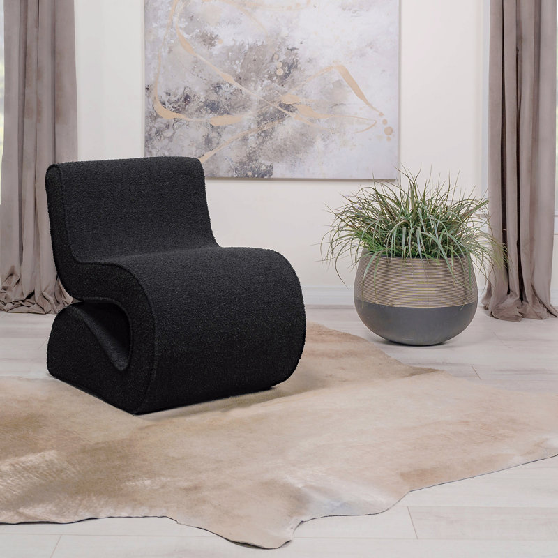 Chaise courbée rembourrée sans accoudoirs Charcoal Boucle, Gris anthracite