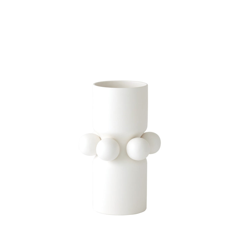Vase de table en céramique fabriqué à la main, Blanc, H 14 po x l 9 po x P 9 po