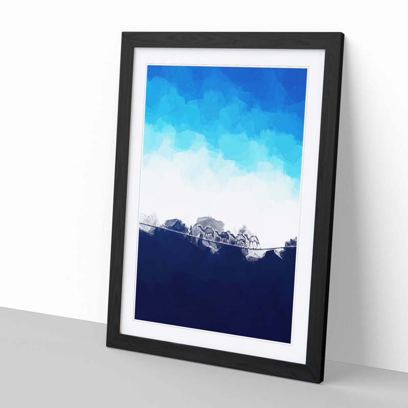 Camels Trekking in Morocco in Abstract - Picture Frame Graphic Art Print, 48cm H x 36cm W x 2cm D, Black Framed