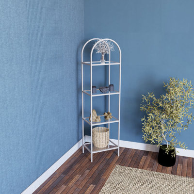 Bibliothèque moderne en verre trempé, structure 100% métal, épaisseur de verre 4 mm | Blanc élégant et fumé, parfait pour la maison ou le bureau, design robuste et élégant