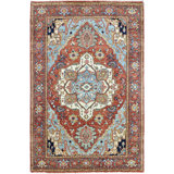 Hand Knotted Wool Area Rug in Red