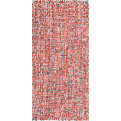 Morris Hand Woven Polyester Indoor/Outdoor Area Rug in Coral/Gray
