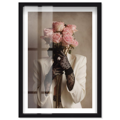 Décoration murale cachée cachée par Roses Shadowbox par Notoriart, cadre noir, 20 x 30