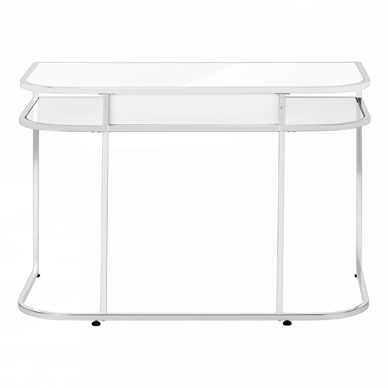 Bureau d'ordinateur, bureau personnel, ordinateur portable, tiroirs de rangement, l 48 po, travail, stratifié blanc, métal chromé, contemporain,