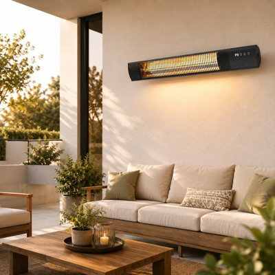 Chauffe-terrasse électrique 1500W avec minuterie 24H, télécommande, 3 modes de chauffage