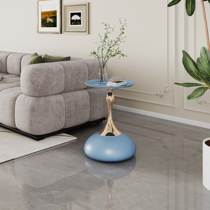 Exquisite Iron End Table With Stylish Design For Versatile Home Decor, Blue