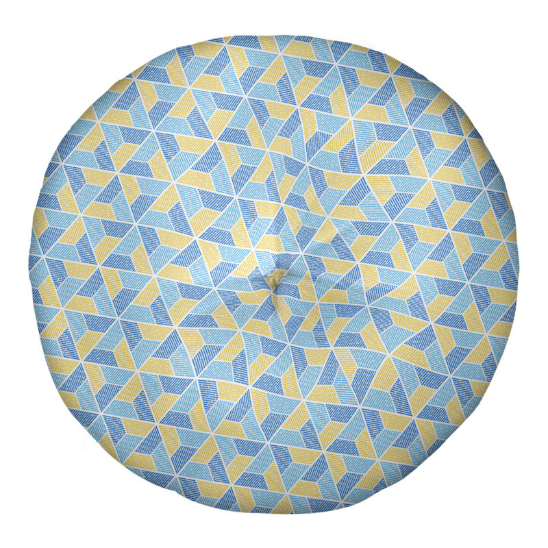 Oreiller de sol Katelyn Elizabeth Trapezoids, 26 po x 26 po, Bleu/jaune