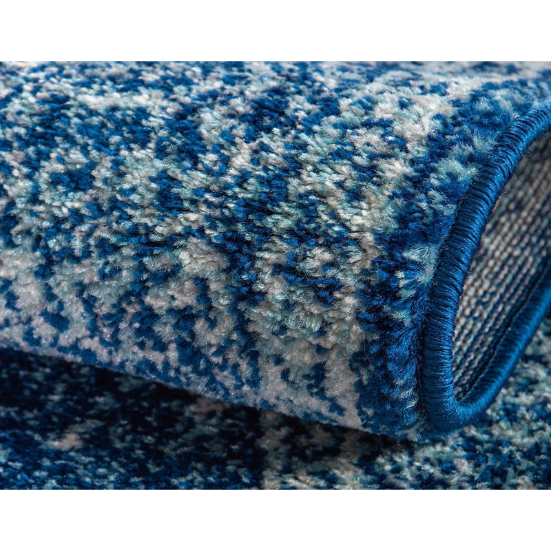 Tapis bleu marine Rizo Pat, Rond 3 pi