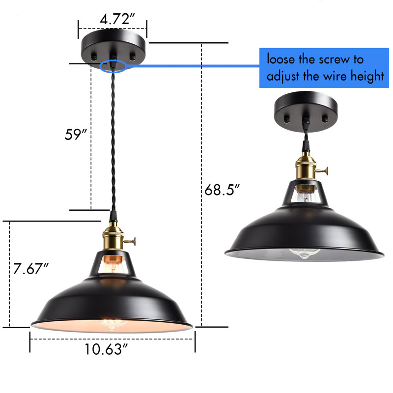 Luminaire suspendu moderne avec abat-jour de grange, Noir