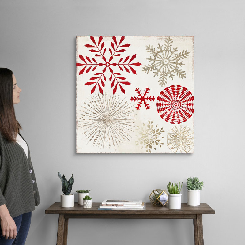 Flocons de neige de Noël-reproduction d’art sur toile, Toile tendue, H 30 po x l 30 po x P 1,25 po