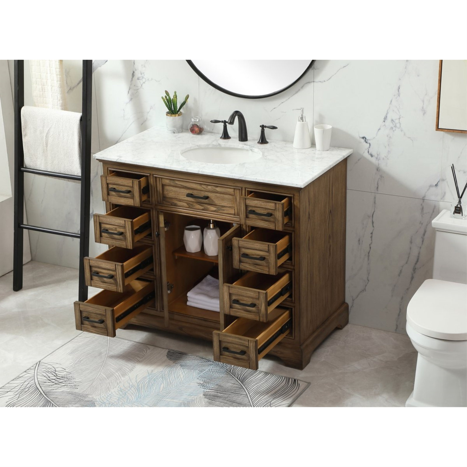 Hermes 42" Single Bathroom Vanity Set, Dark Brown