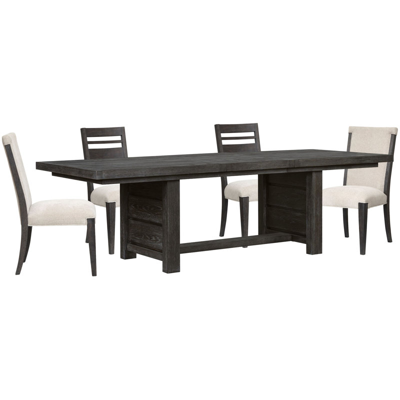 Table de salle à manger extensible à tréteaux avec 2 chaises d'appoint et 2 chaises d'appoint rembourrées