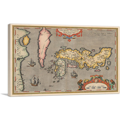 Carte du Japon et de la Corée 1592 (2) par Abraham Ortelius, reproduction d'art sur toile tendue