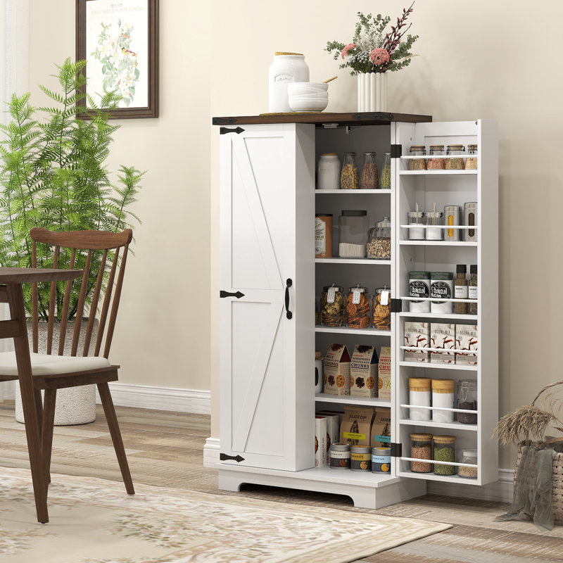 Armoire de cuisine avec tablettes réglables blanc