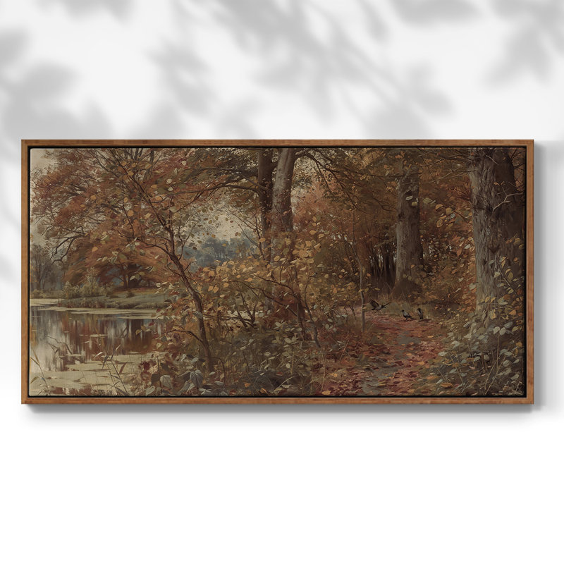 Série paysage - DCCLxxix - Toile tendue avec châssis encadré - Prêt à être accroché, Doré