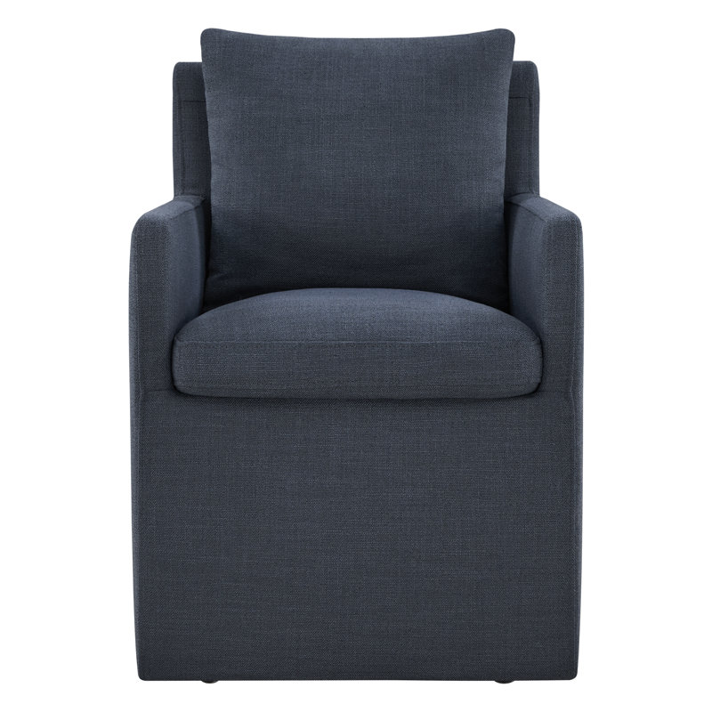 Fauteuil rembourré Helmetta avec rangement caché et roulettes, Indigo Effie