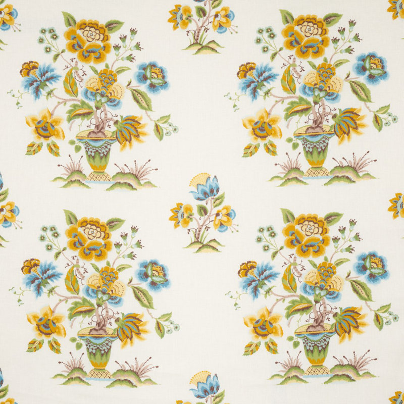 Tissu en lin Ashford, Ocre / ciel