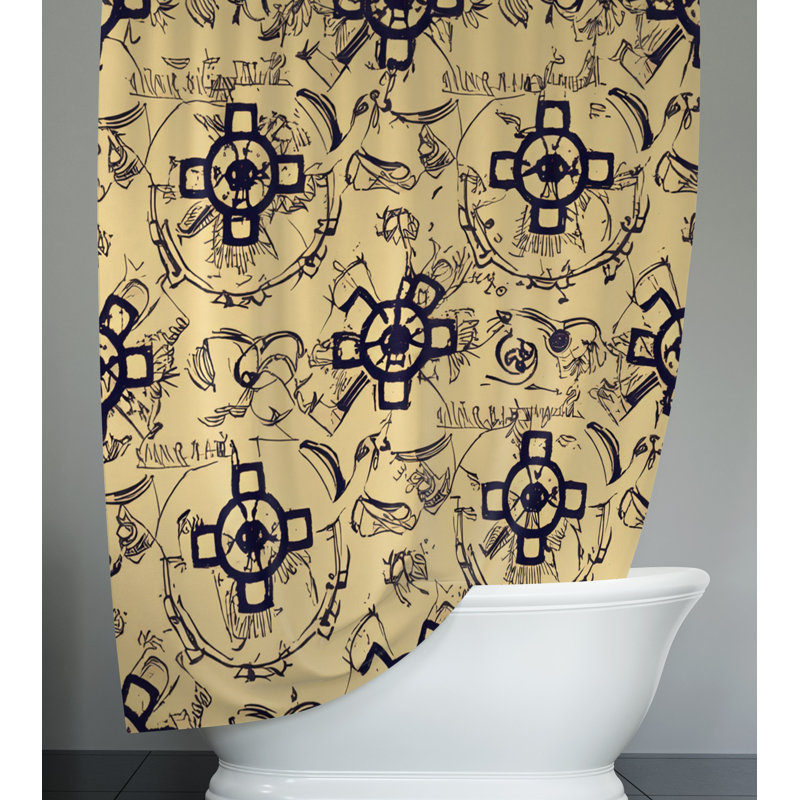 Rideau de douche abstrait Gwenlyn, H 93 po x l 70 po