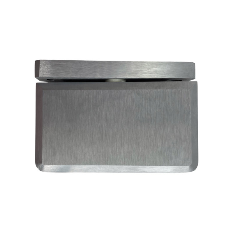 Charnière à pivot biseauté en verre et à bordure en verre avec goupille à 5 degrés, 3/8 po et 1/2 po (10 et 12 mm), finition en chrome brossé satiné